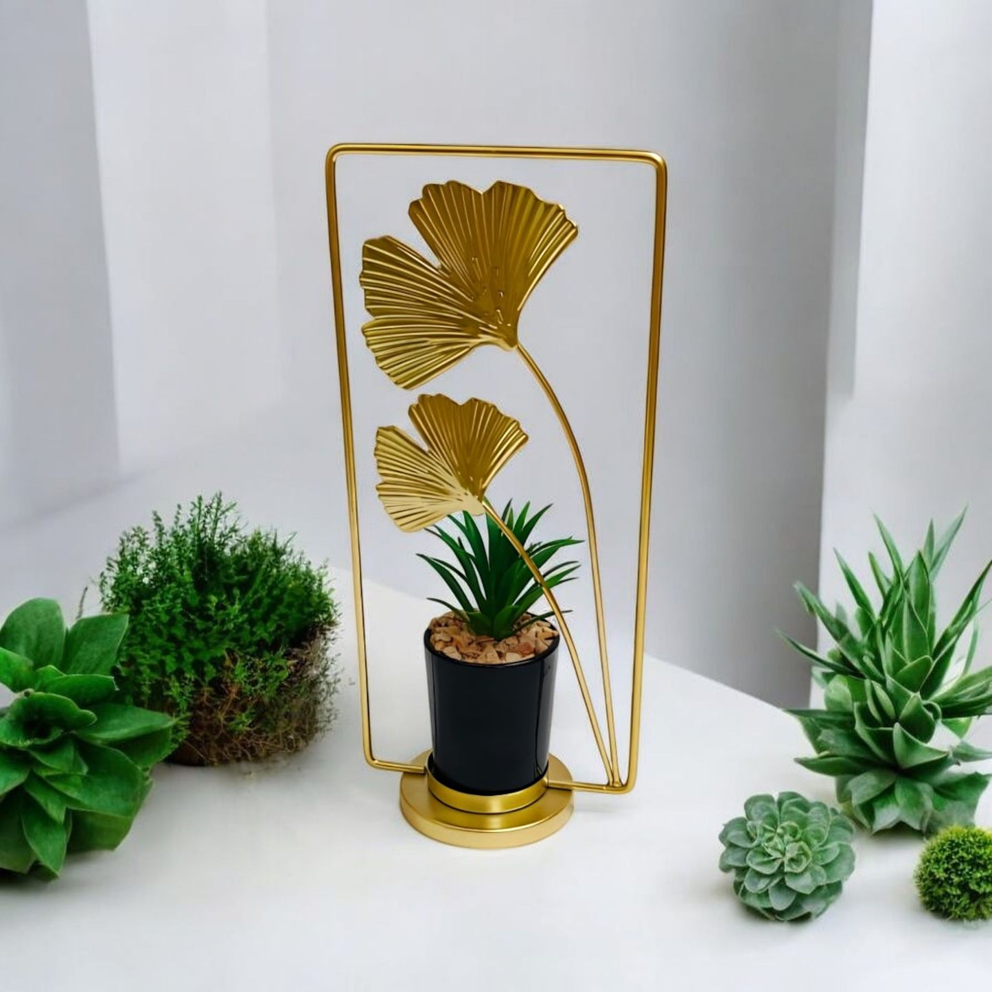 Leaf Gold Metal Decorative Planter
