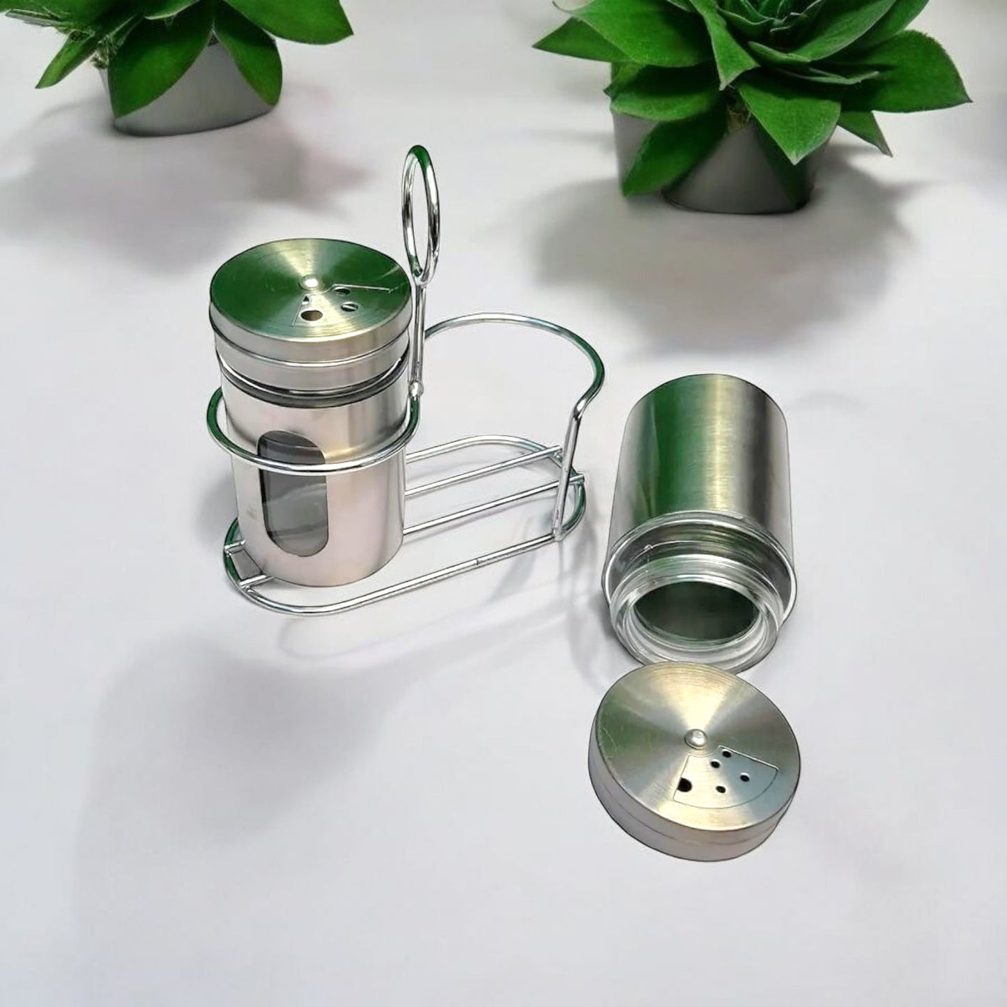 Stainless Steel Spice Shaker Set with Stand