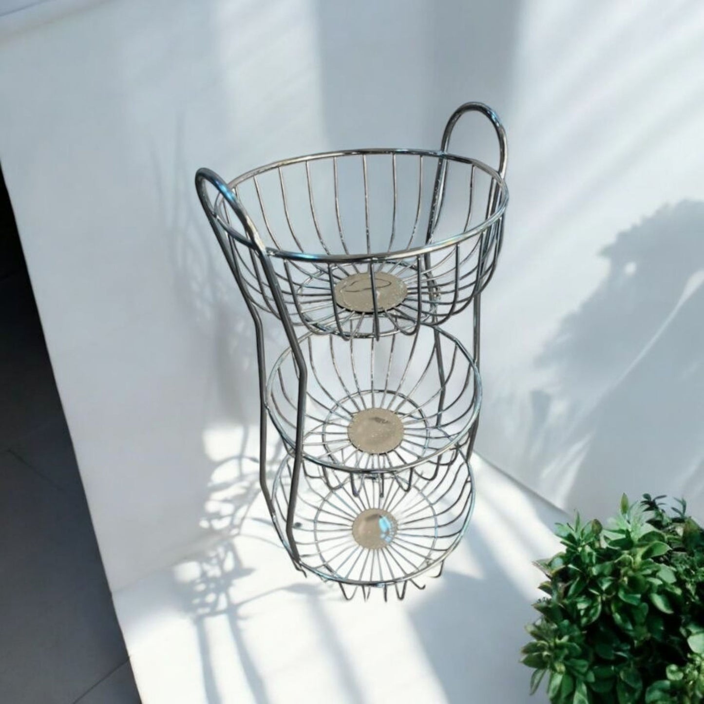 Three-Tier Stainless Steel Fruit Stand