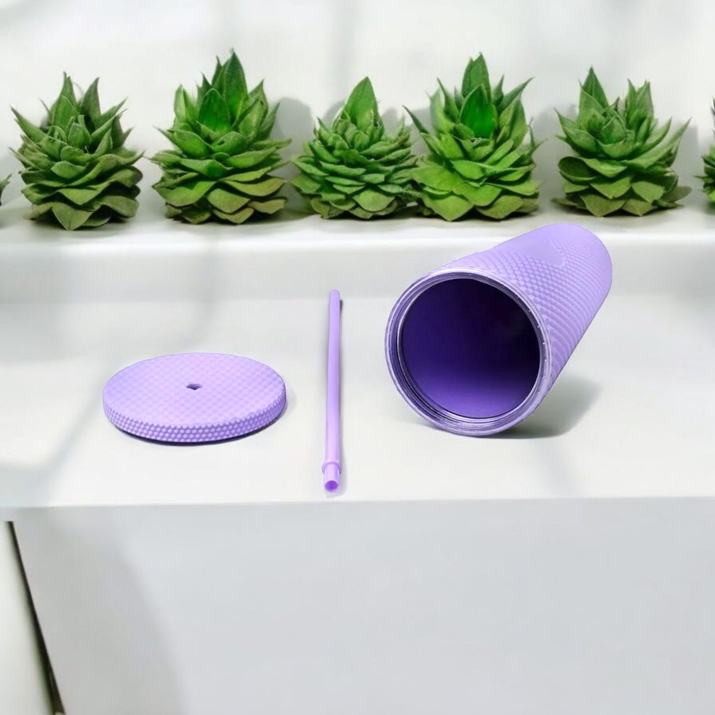 Trendy Purple Silicone Tumbler with Straw