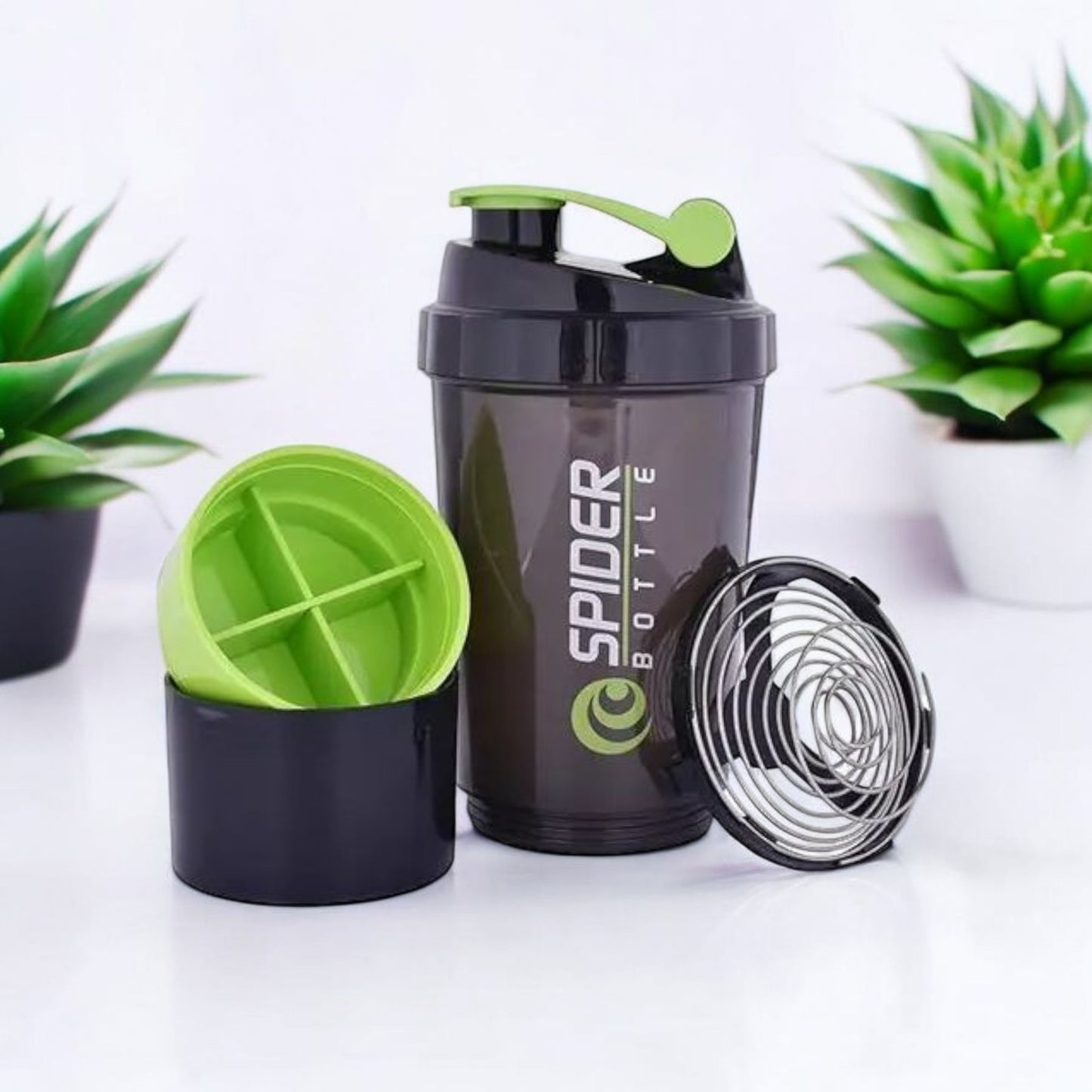 Spider Protein Shaker Bottle with Storage 500ml