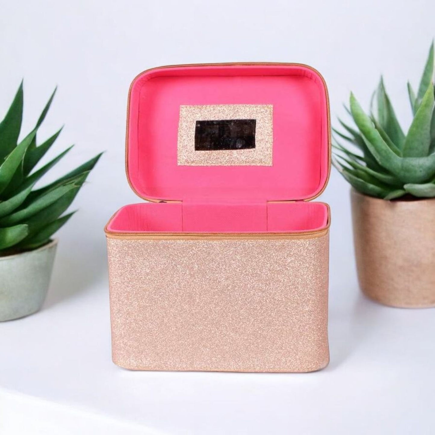 Rose Gold Glitter Vanity Organizer Case