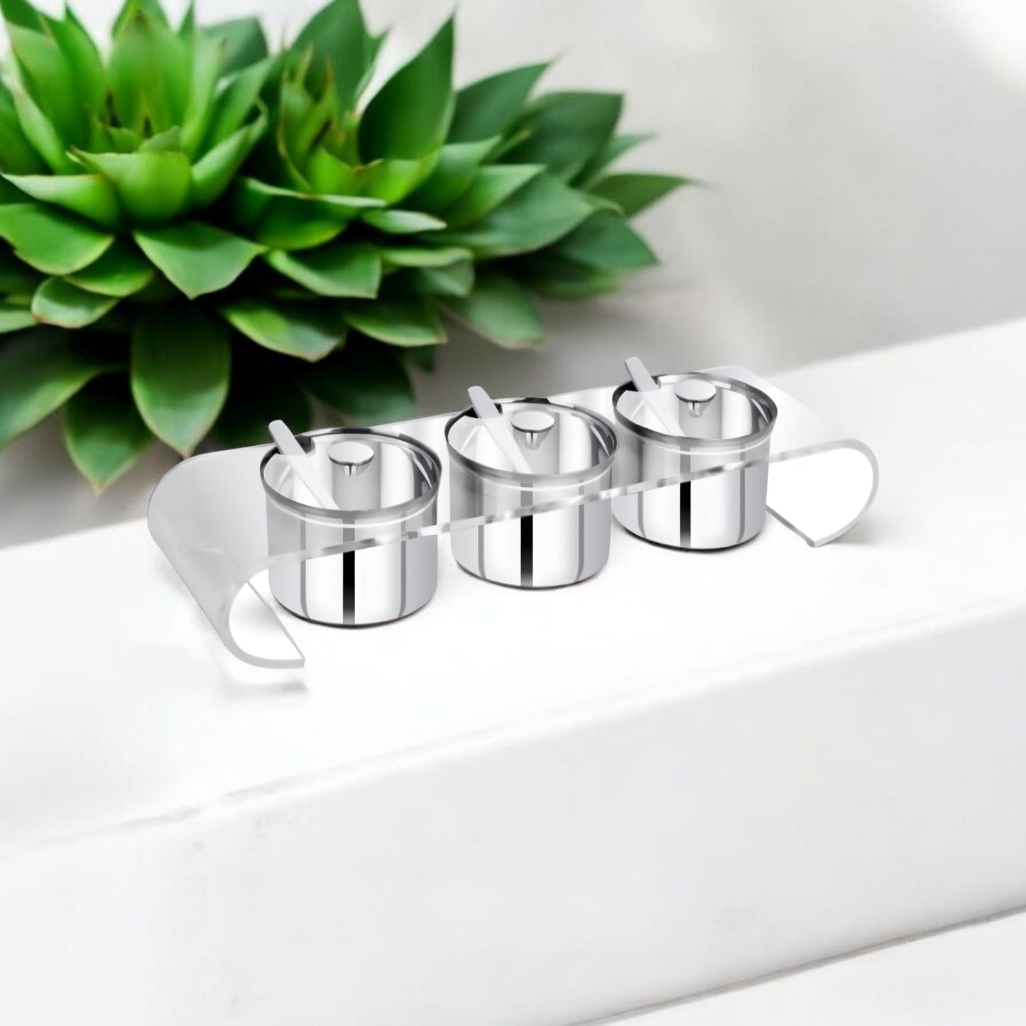 Stainless Steel 3-Piece Condiment Server Set