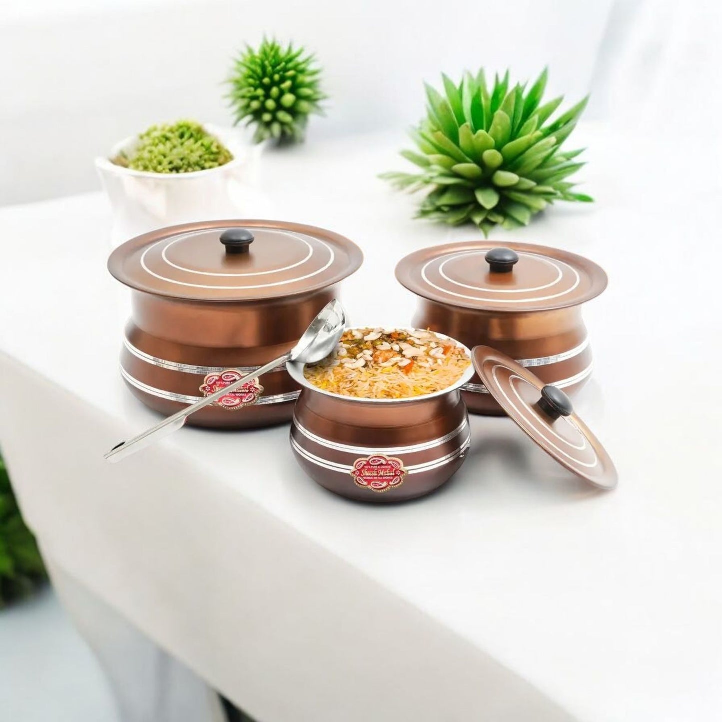 Copper Finish Cooking Pot Set