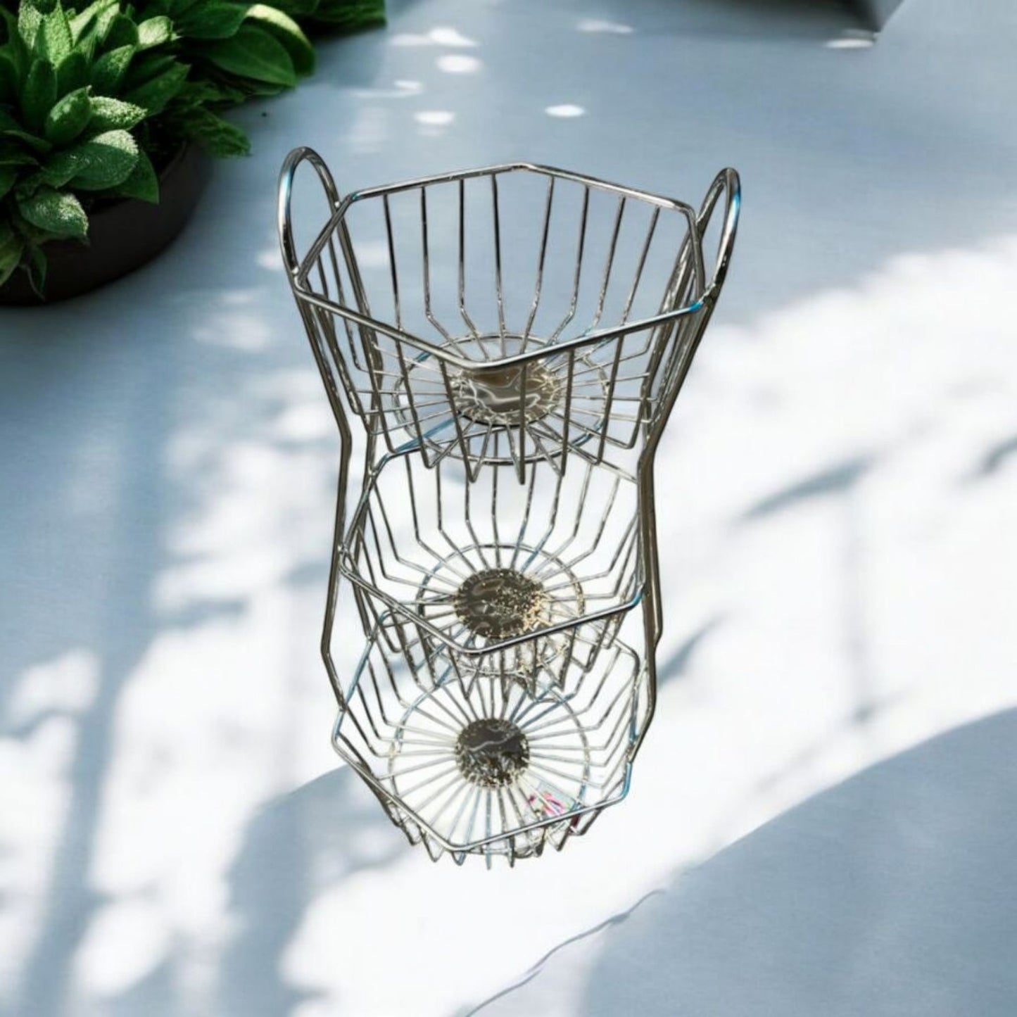 Three-Tier Stainless Steel Fruit Stand