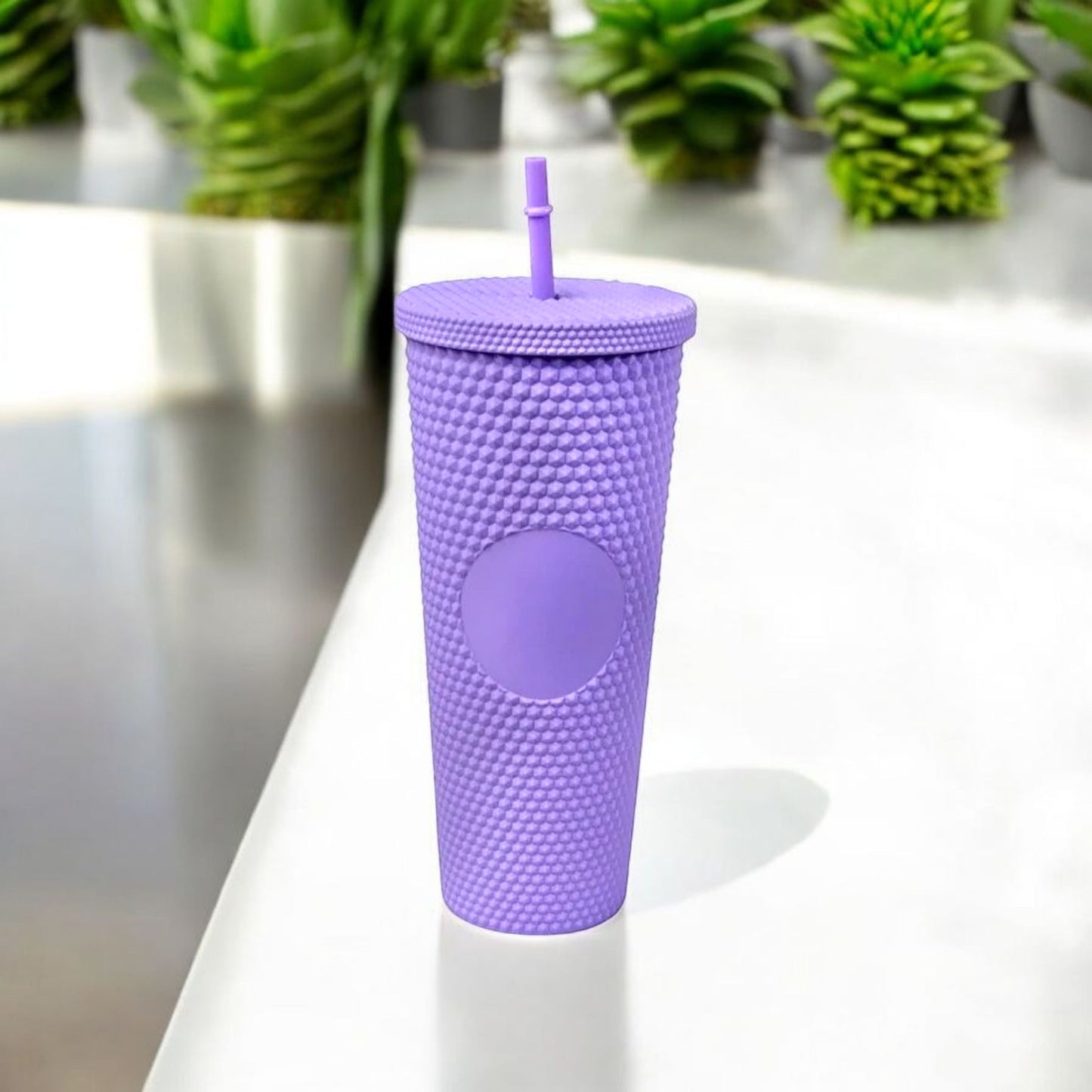 Trendy Purple Silicone Tumbler with Straw