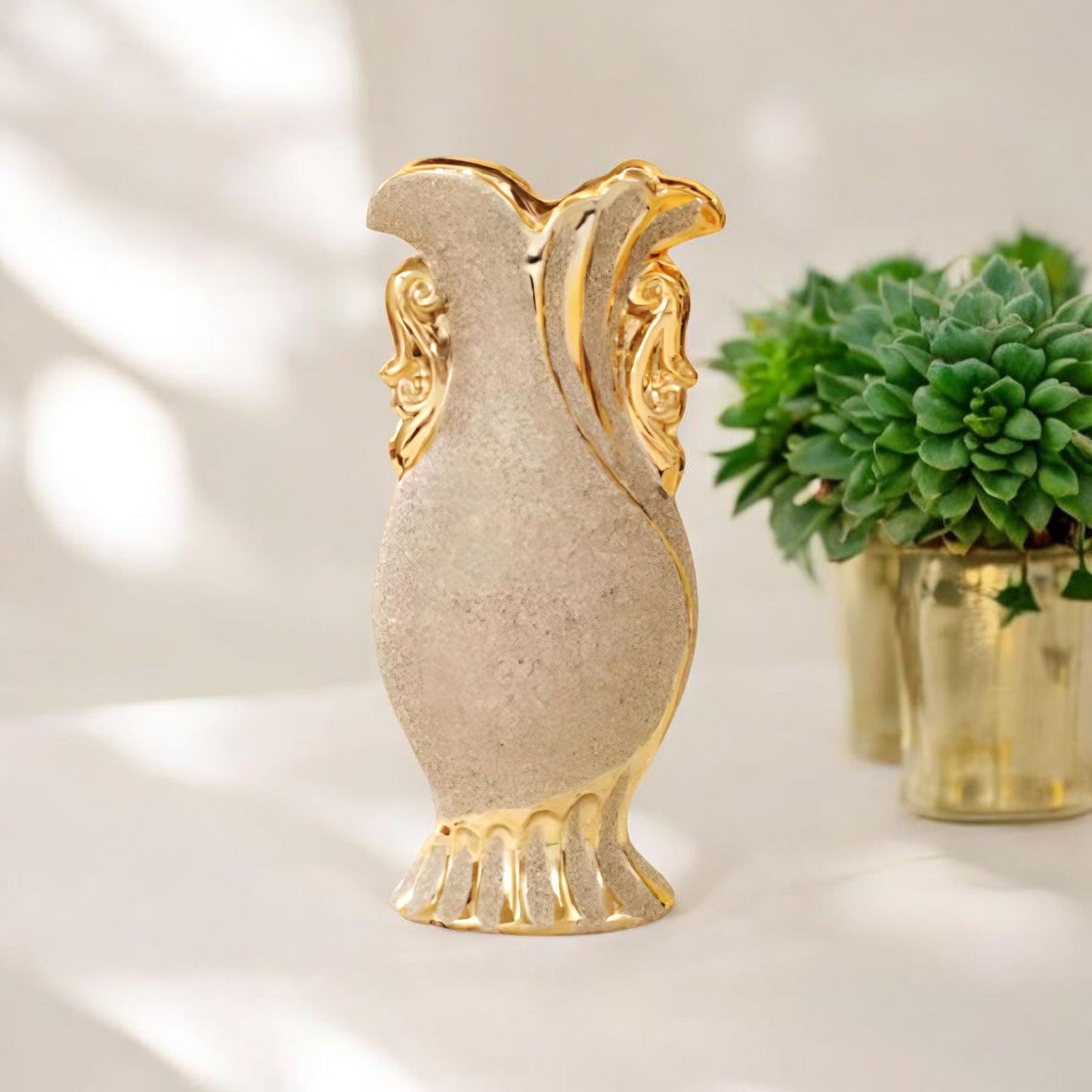 Elegant Gold Flower Ceramic Vase