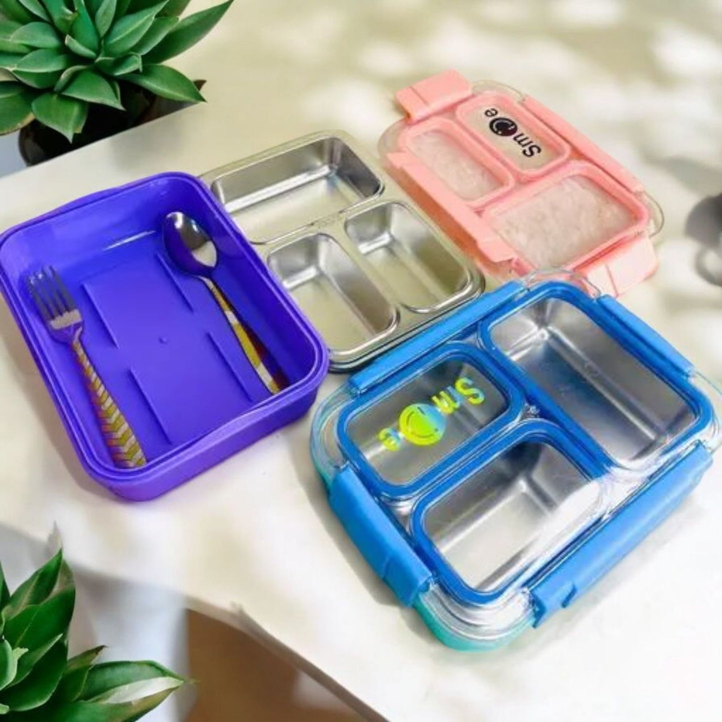 Steel Lunchbox with Cutlery Set
