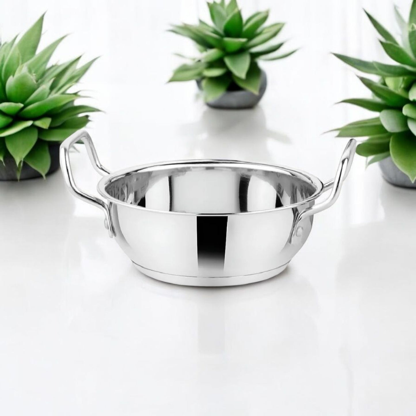 Stainless Steel Deep Kadhai with Lid