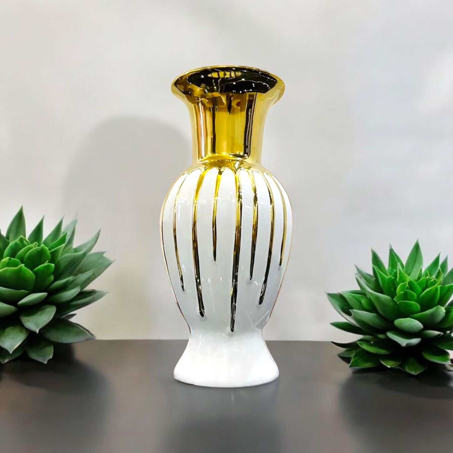 Gold and White Decorative Vase