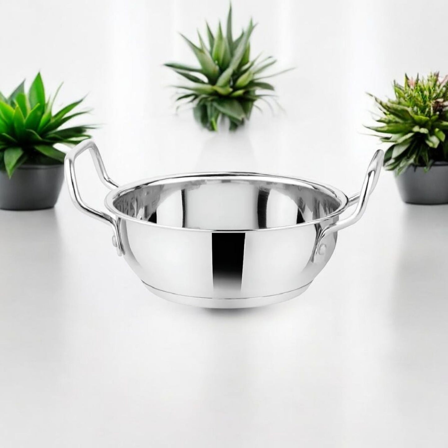 Stainless Steel Deep Kadhai with Lid