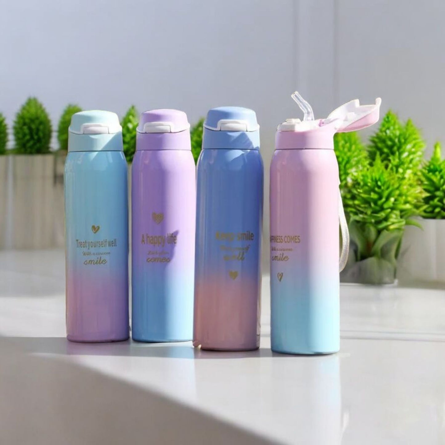 Pastel Gradient Straw Lid Water Bottle 500ml