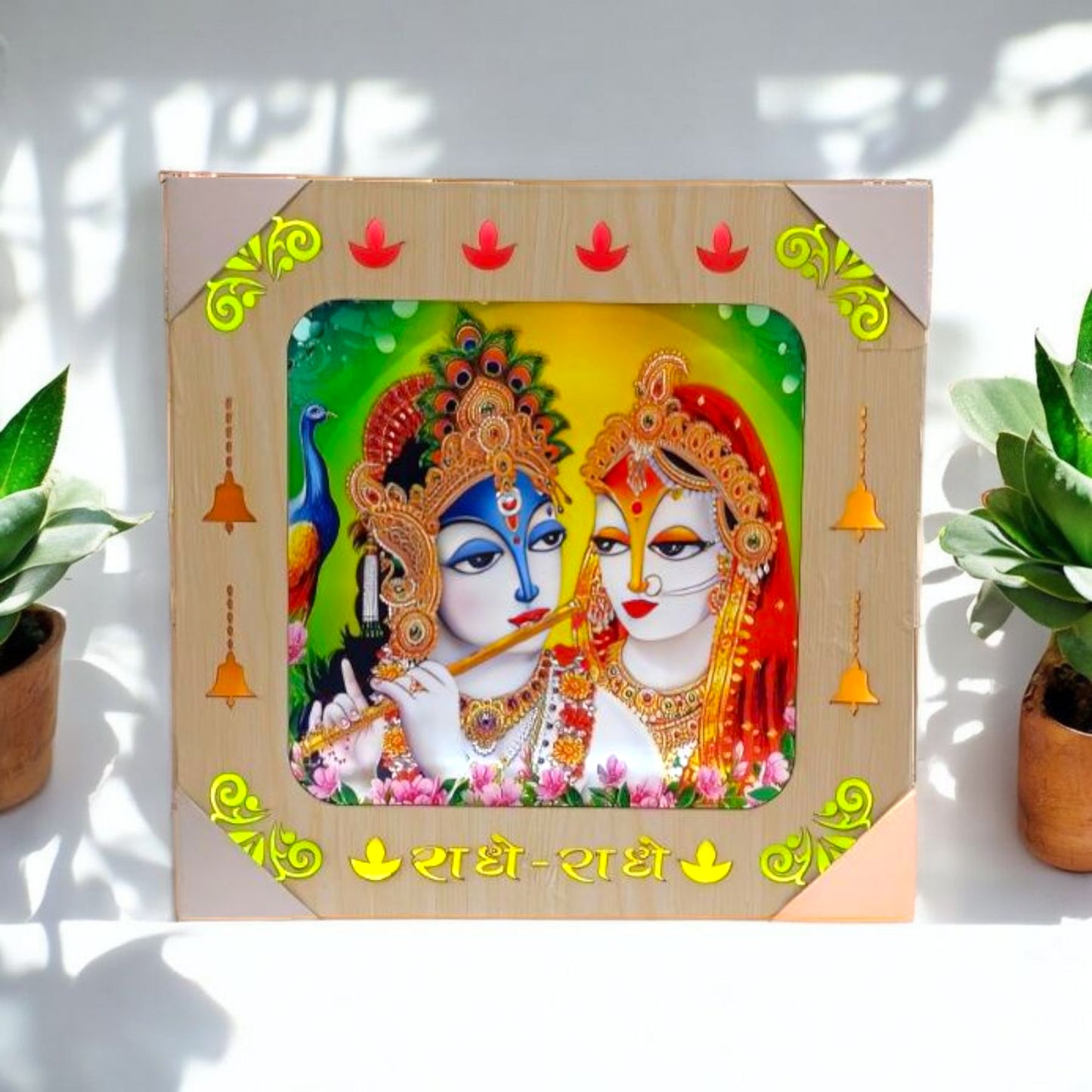 Decorative Radha Krishna Wall Frame with LED Backlight