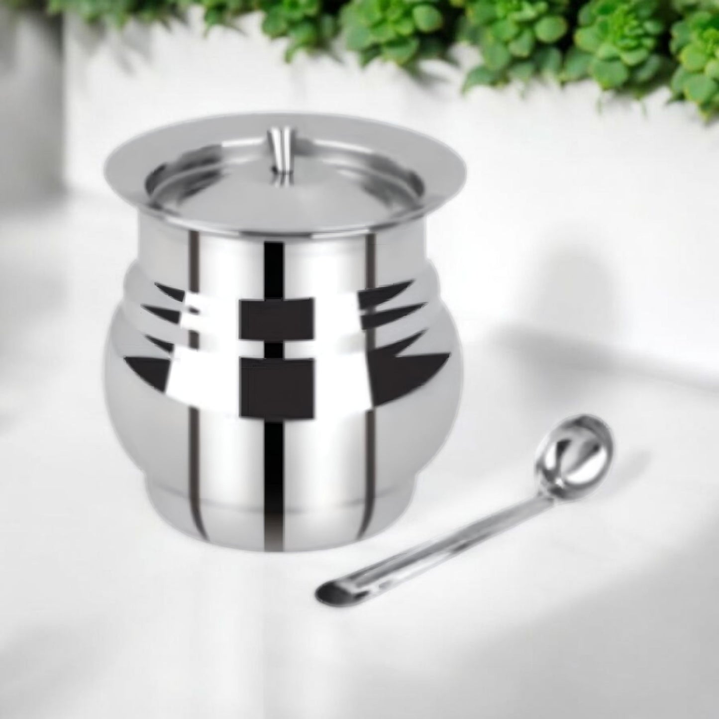 Stainless Steel Storage Pot with Spoon