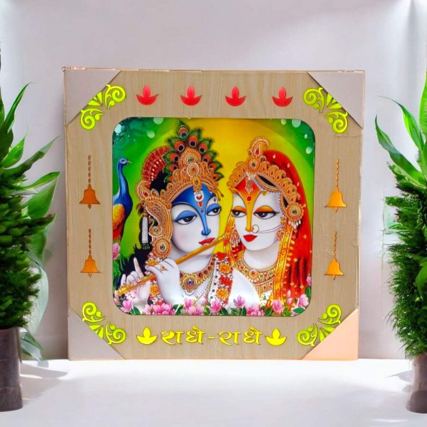 Decorative Radha Krishna Wall Frame with LED Backlight