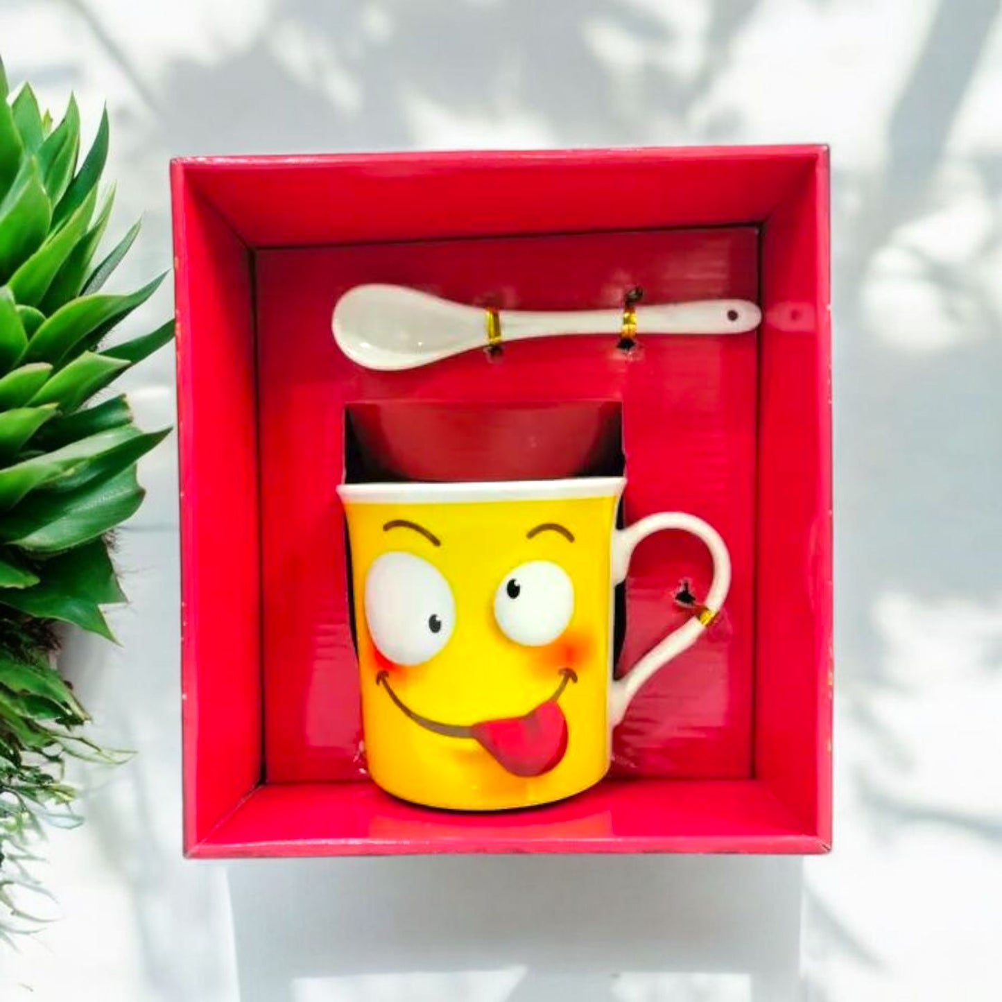 Emoji Mug with Spoon Gift Set