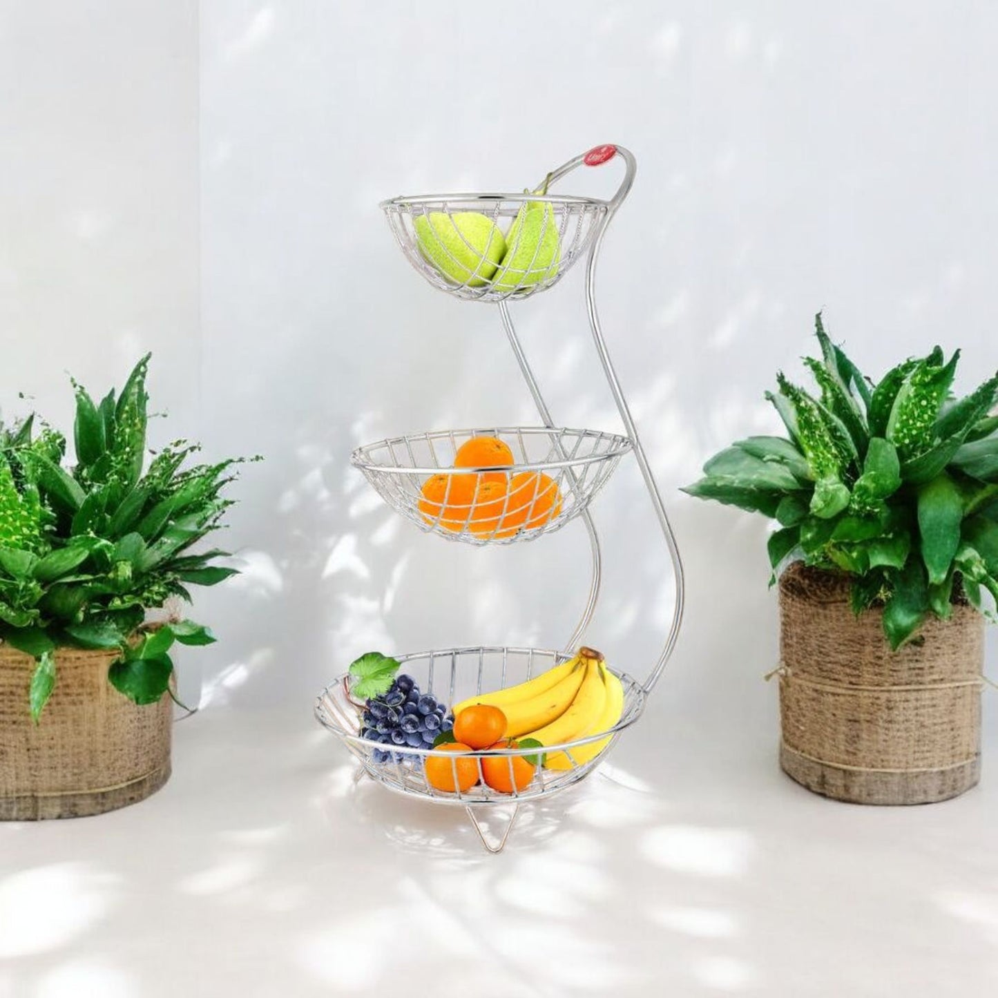 Three-Tier Stainless Steel Fruit Basket
