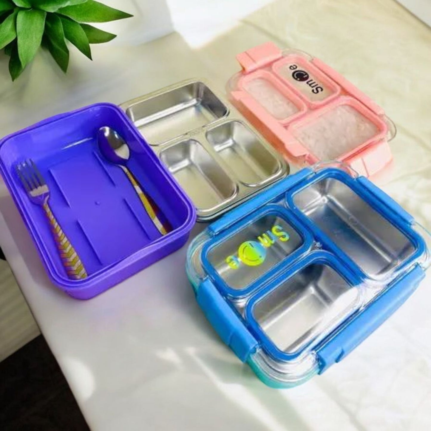 Steel Lunchbox with Cutlery Set