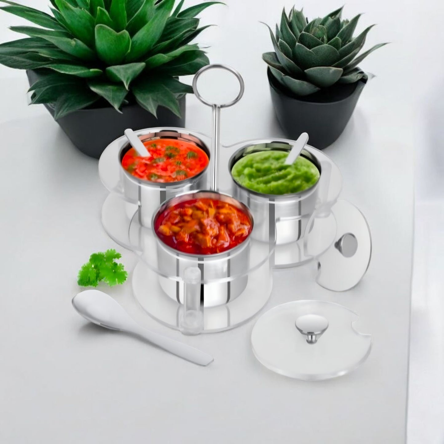 Stainless Steel 3-Piece Condiment Server Set