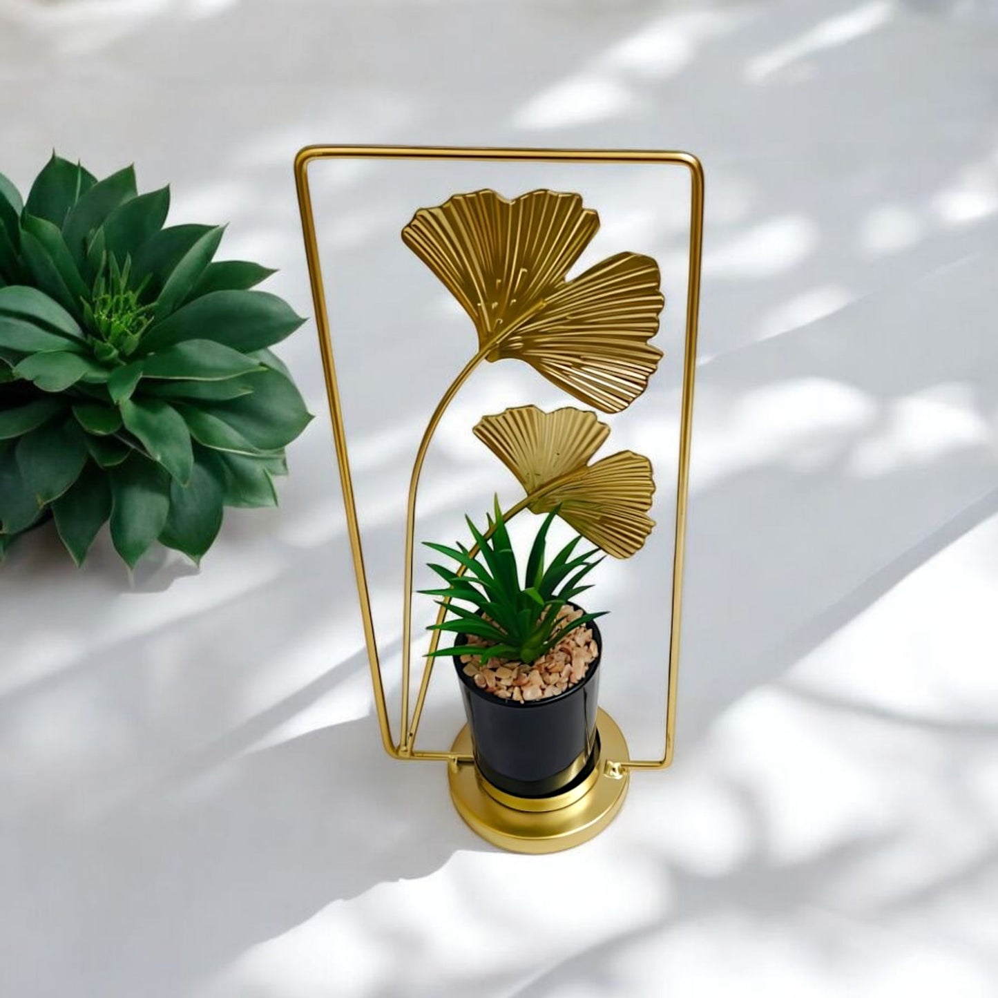 Leaf Gold Metal Decorative Planter