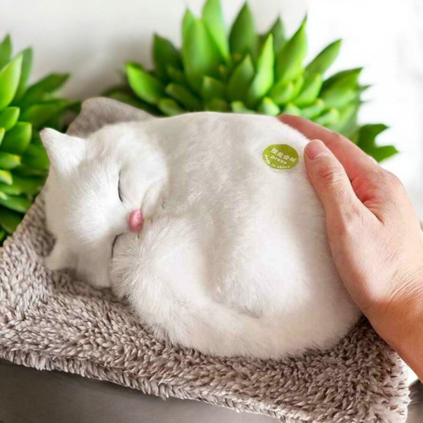 Realistic Sleeping Cat Plush Pillow