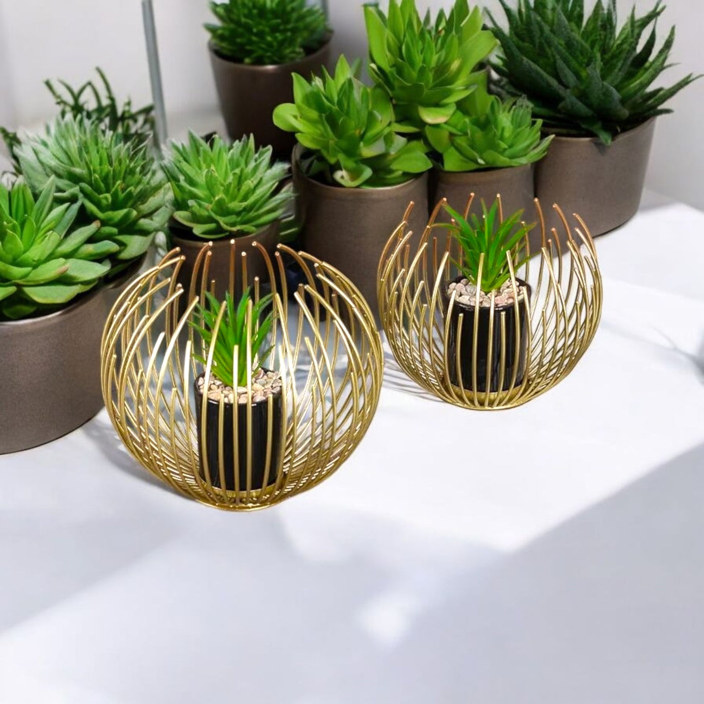 Golden Cage Metal Planter