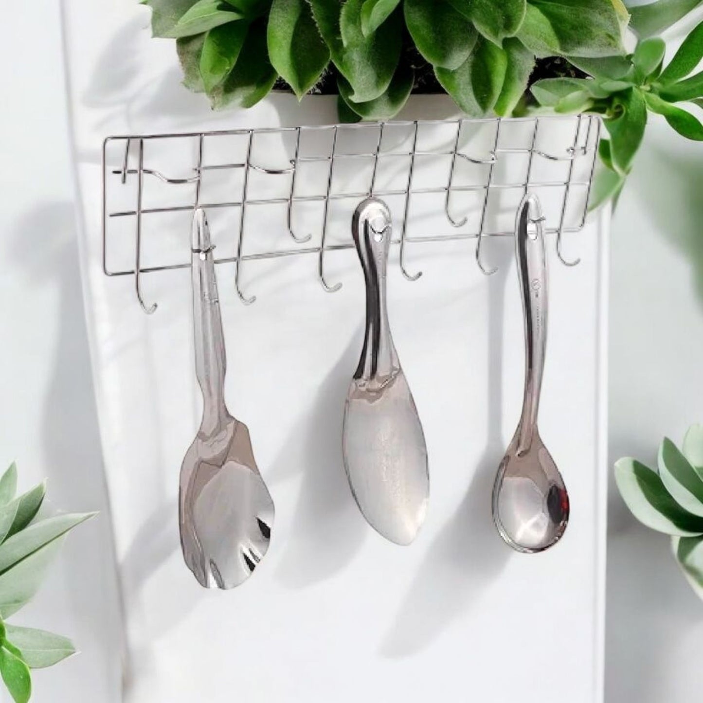Stainless Steel Wall-Mount Utensil Hook Rack