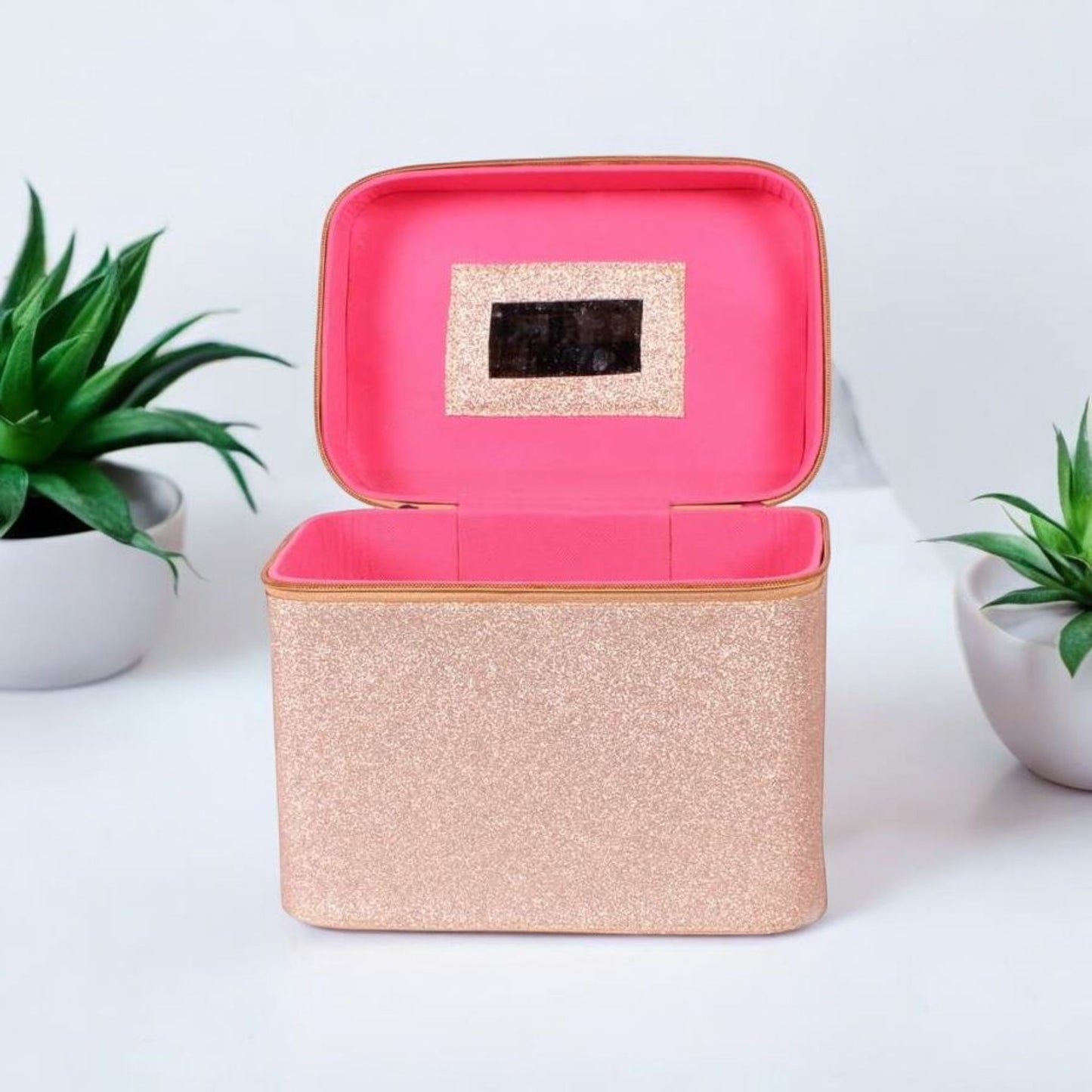Rose Gold Glitter Vanity Organizer Case
