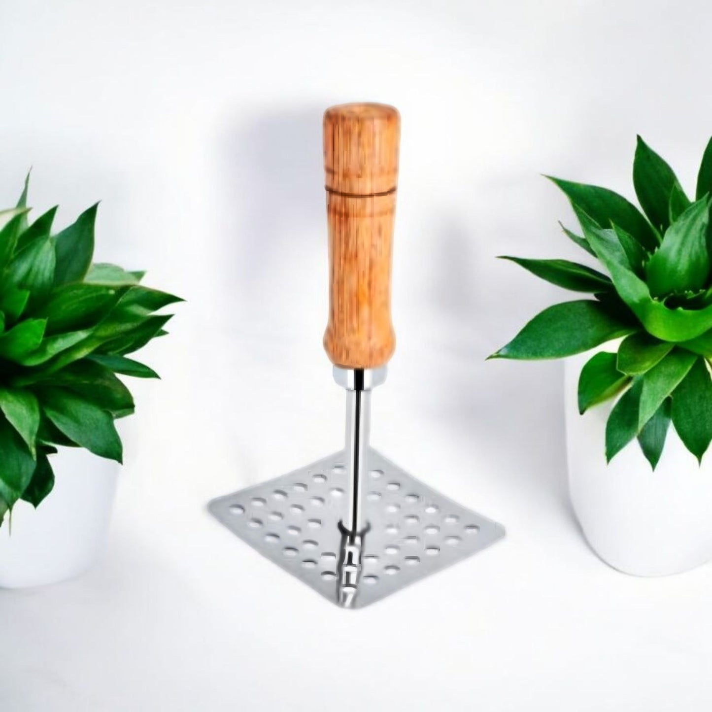 Square Base Wooden Handle Masher