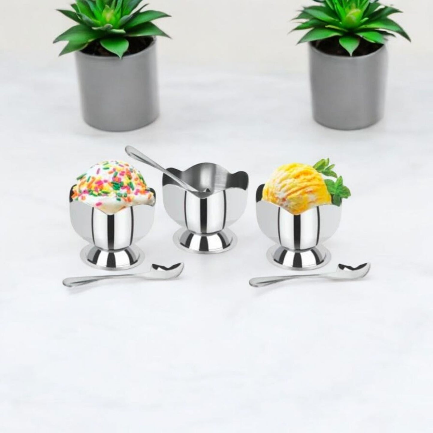 Stainless Steel Tulip Ice Cream Bowl