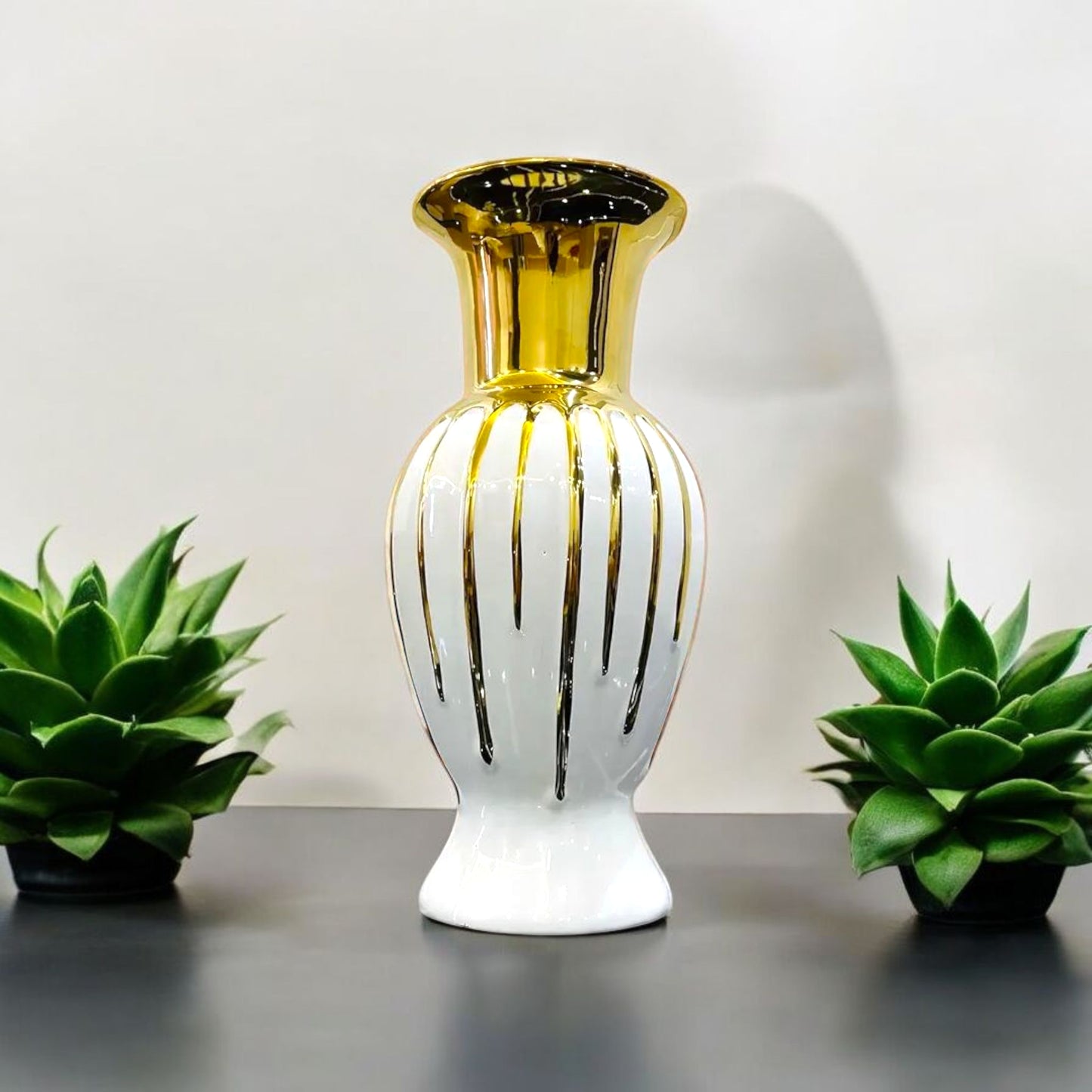 Gold and White Decorative Vase