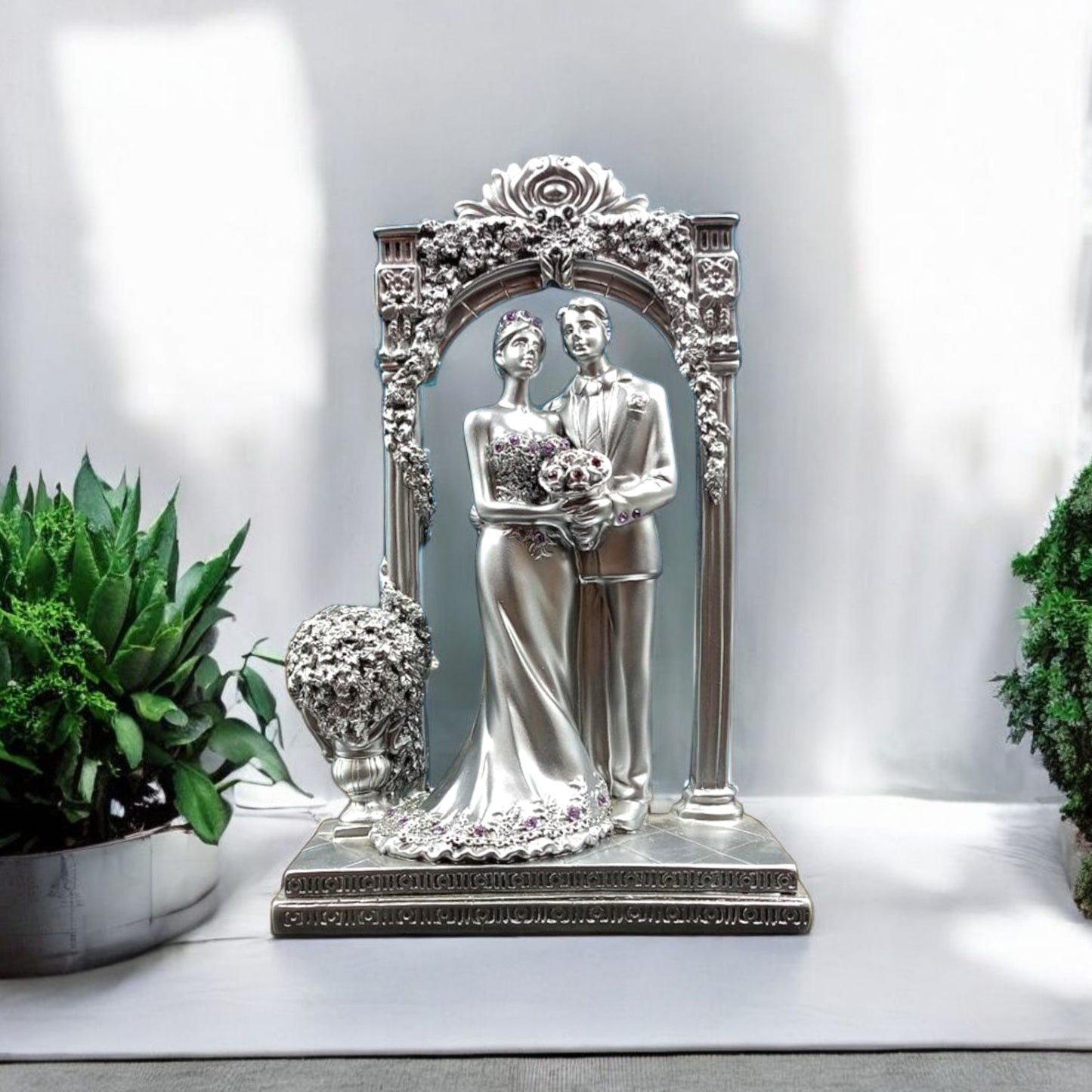 Romantic Silver Couple Figurine