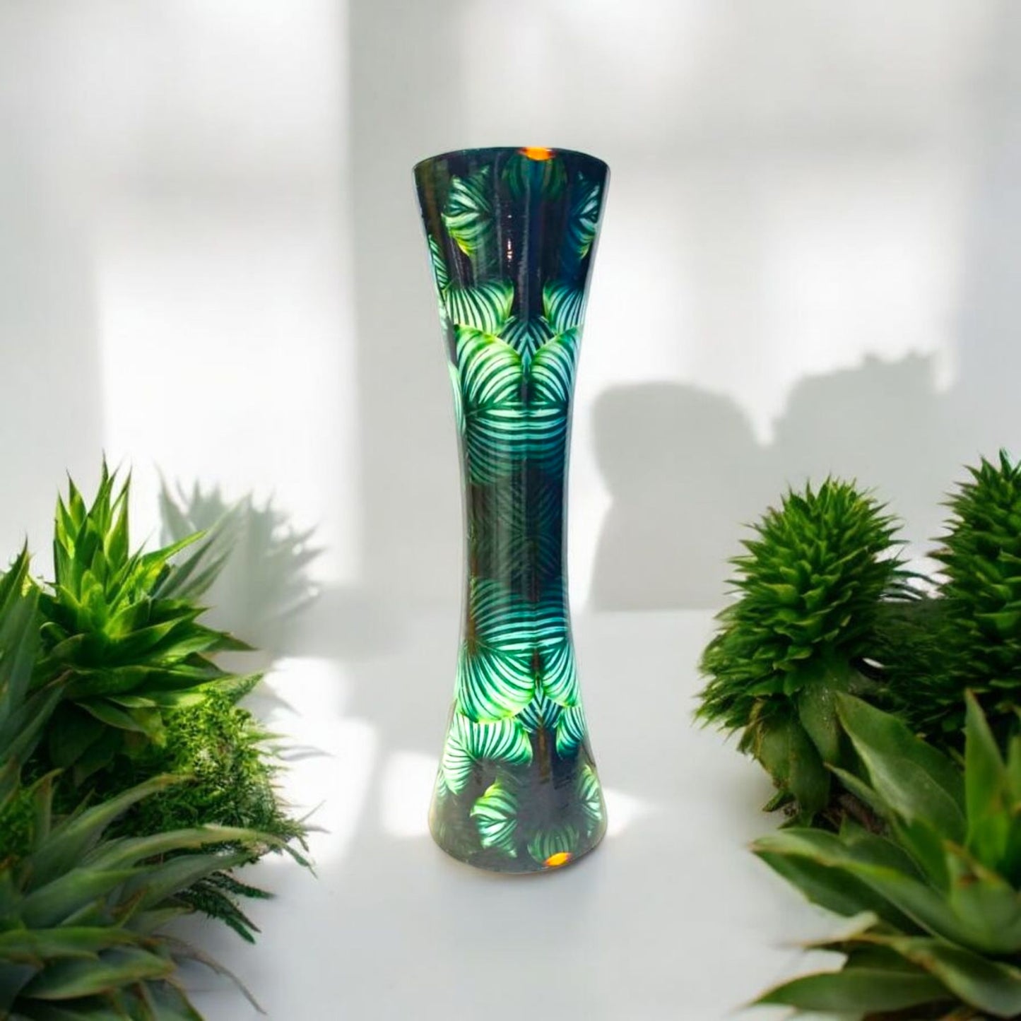 Vibrant Tropical Leaf Design Vase