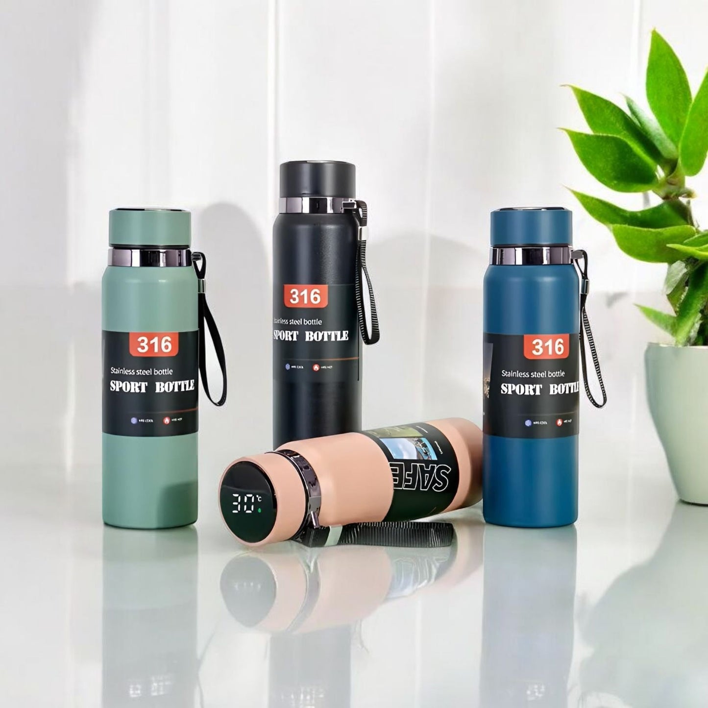 Insulated Sports Bottle with Temperature Display 1000ml