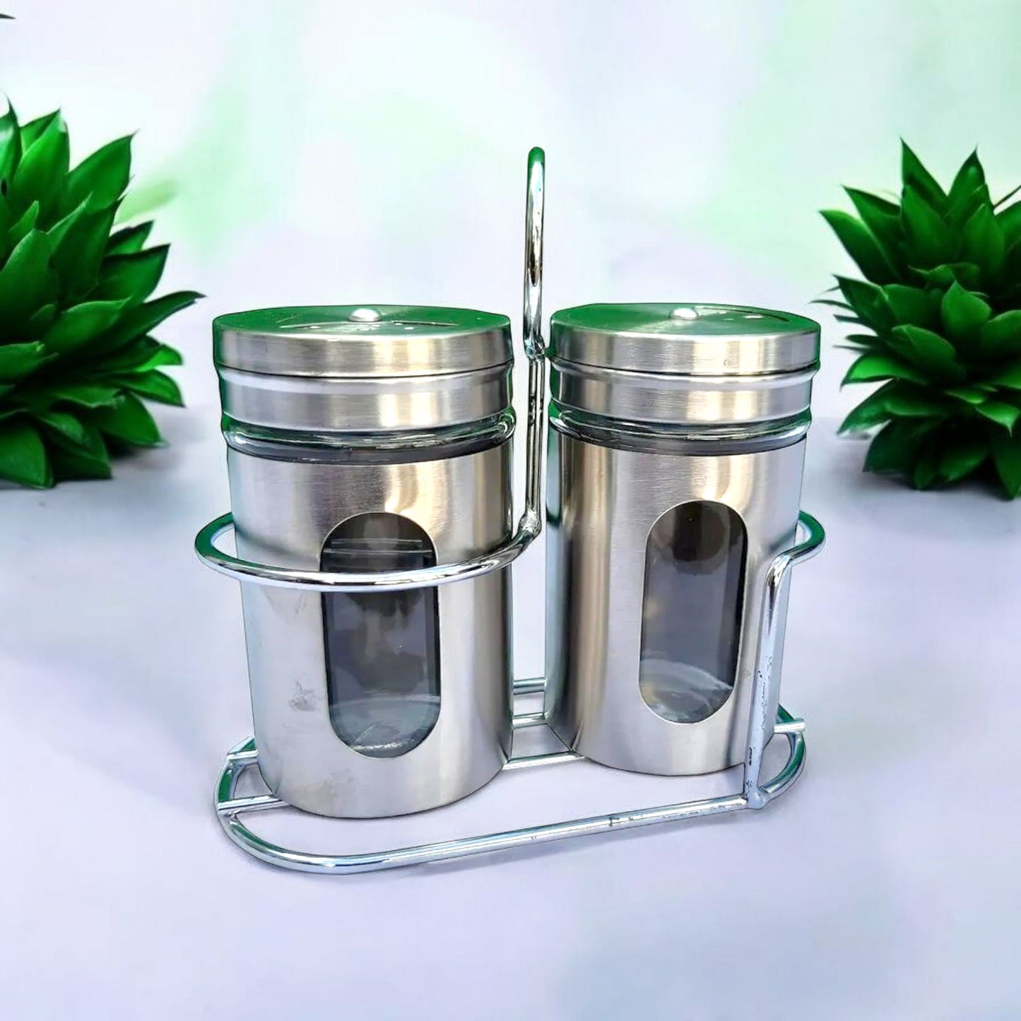 Stainless Steel Spice Shaker Set with Stand