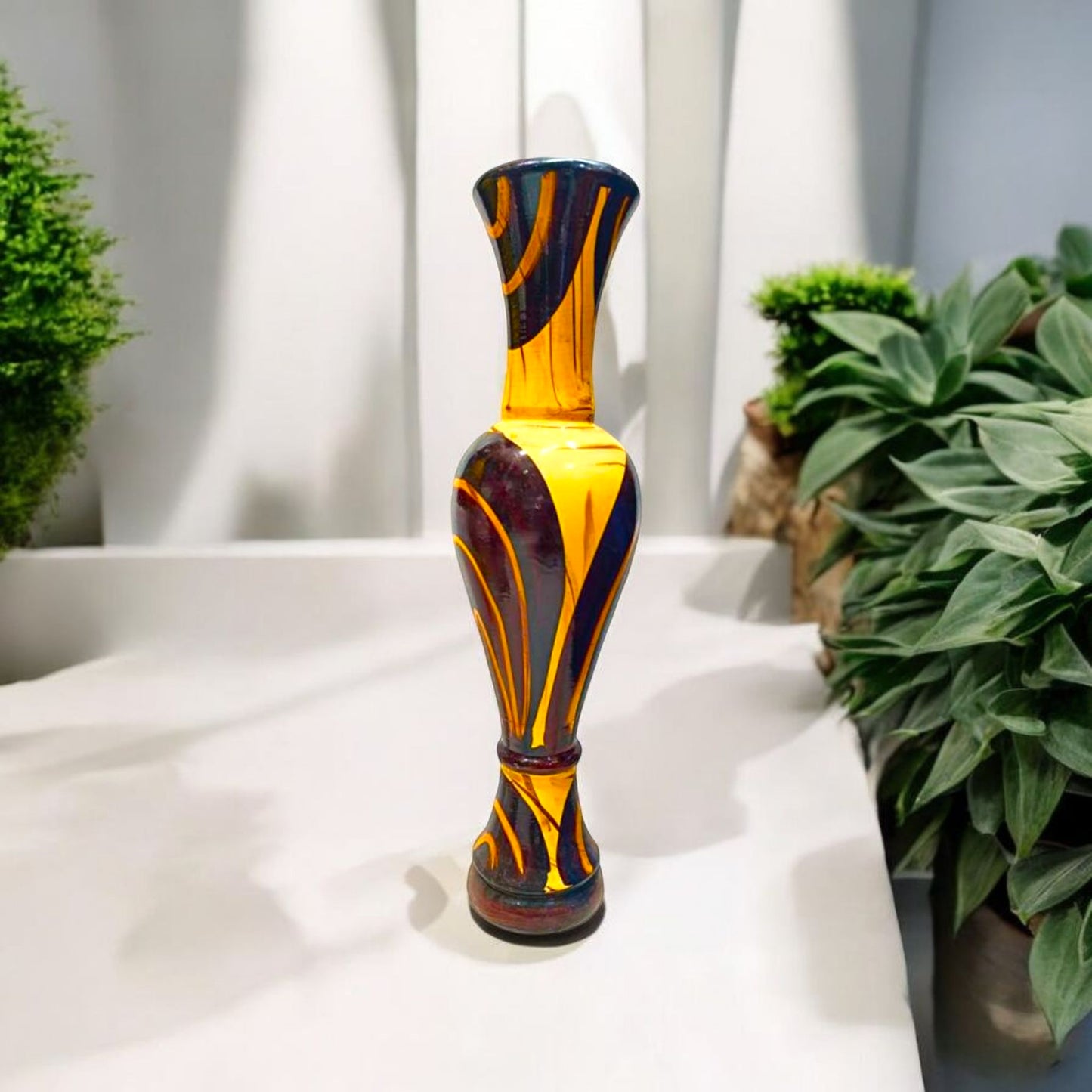 Vibrant Handcrafted Swirl Design Vase