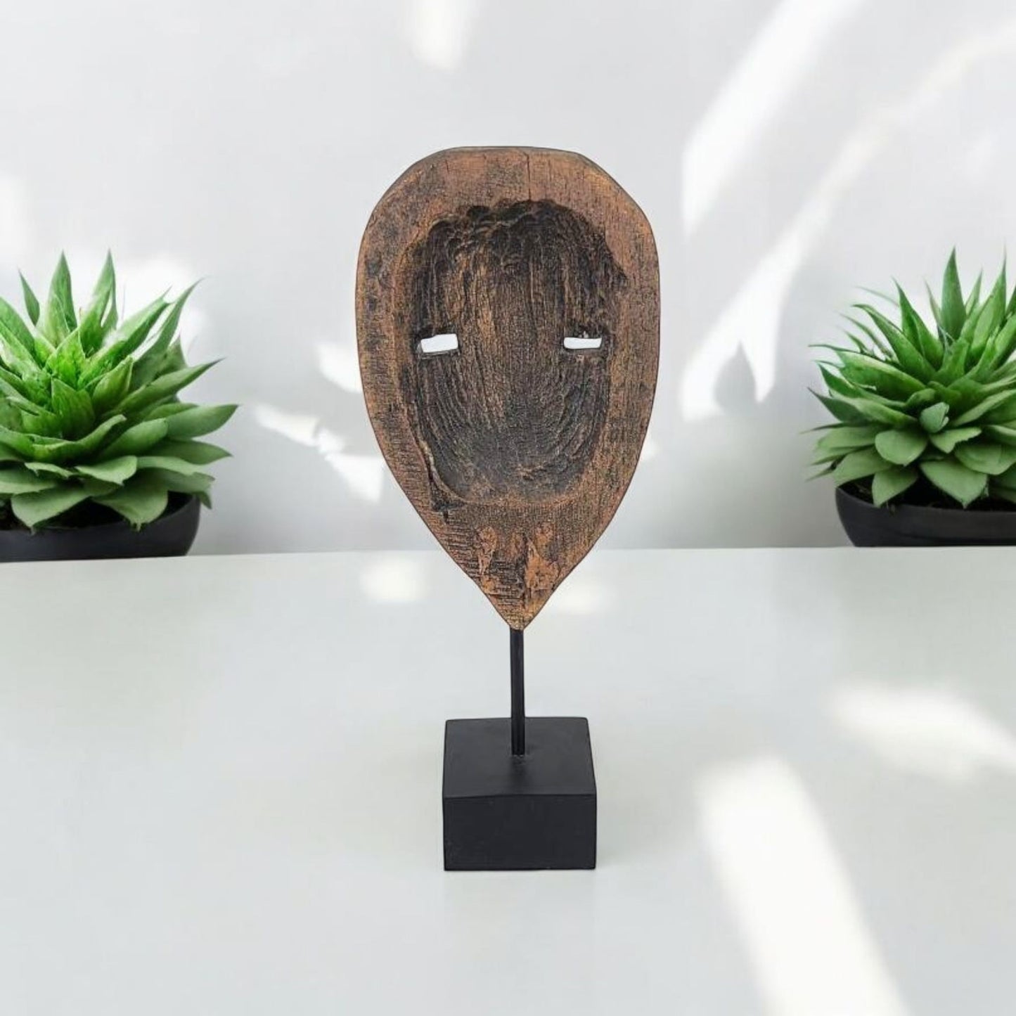 Rustic Tribal Face Mask Sculpture