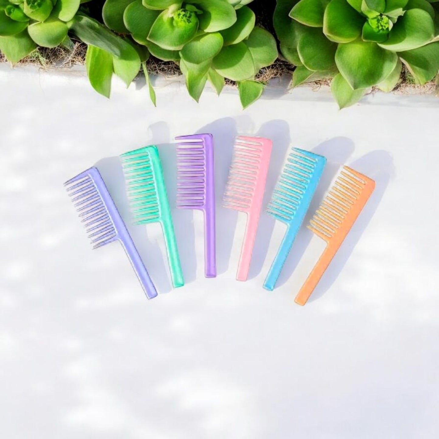 Pastel Wide-Tooth Hair Detangling Combs
