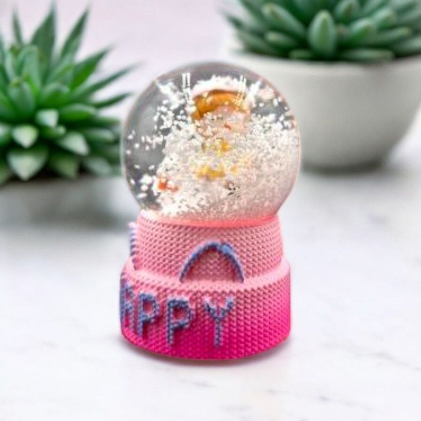 HAPPY Snow Globe A Whimsical Touch of Winter Magic