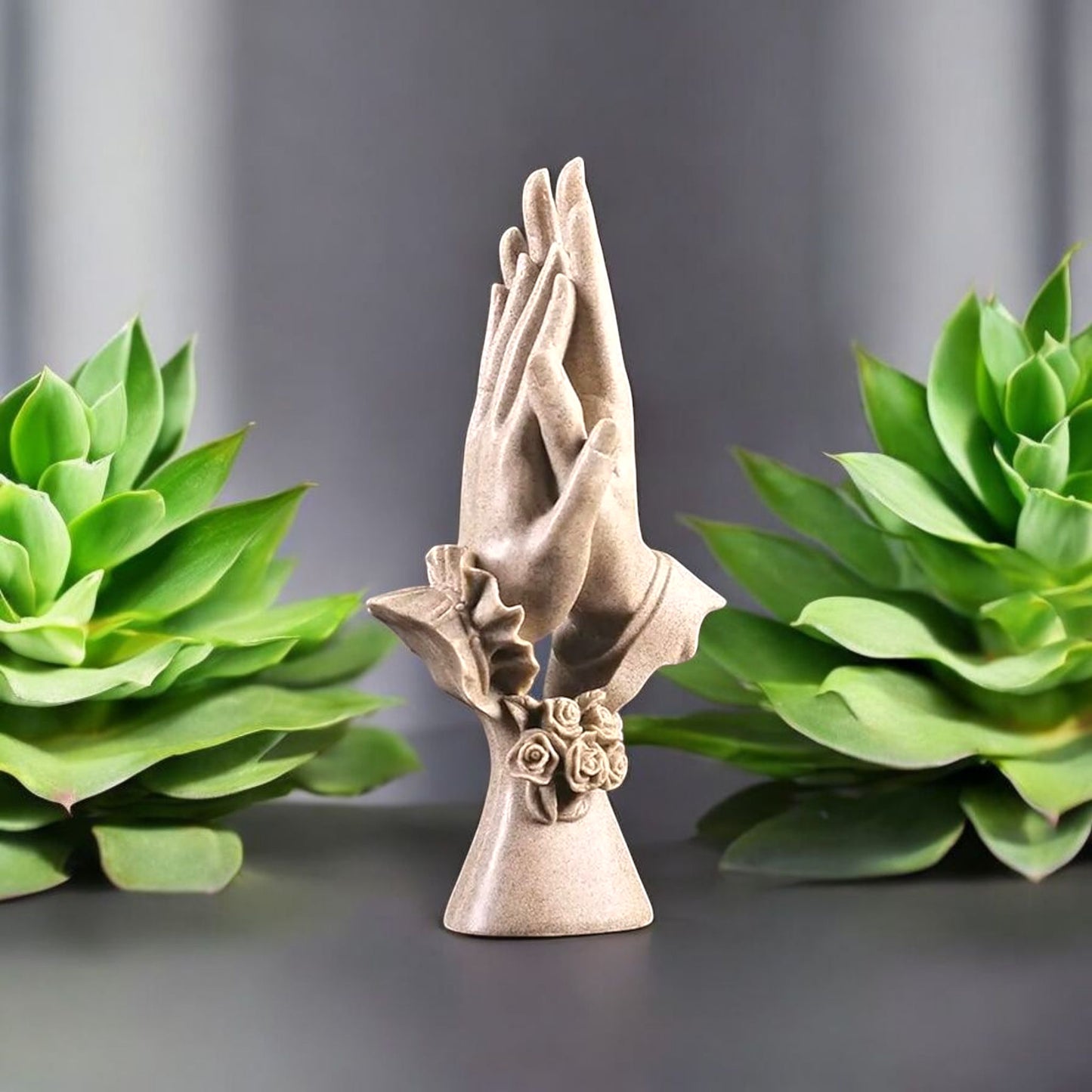 Romantic Hand in Hand Couple Statue