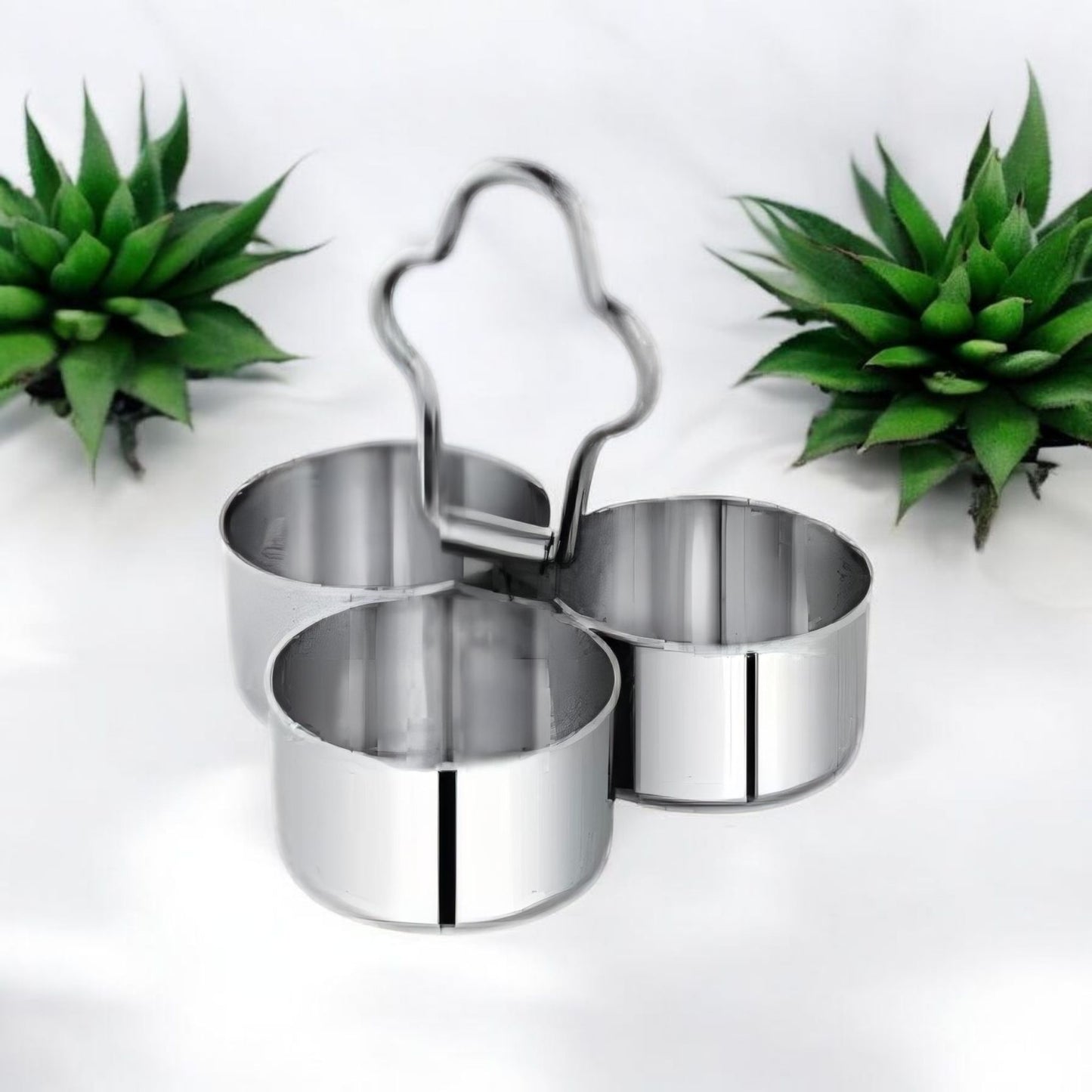 Stainless Steel 3-Bowl Chutney Server