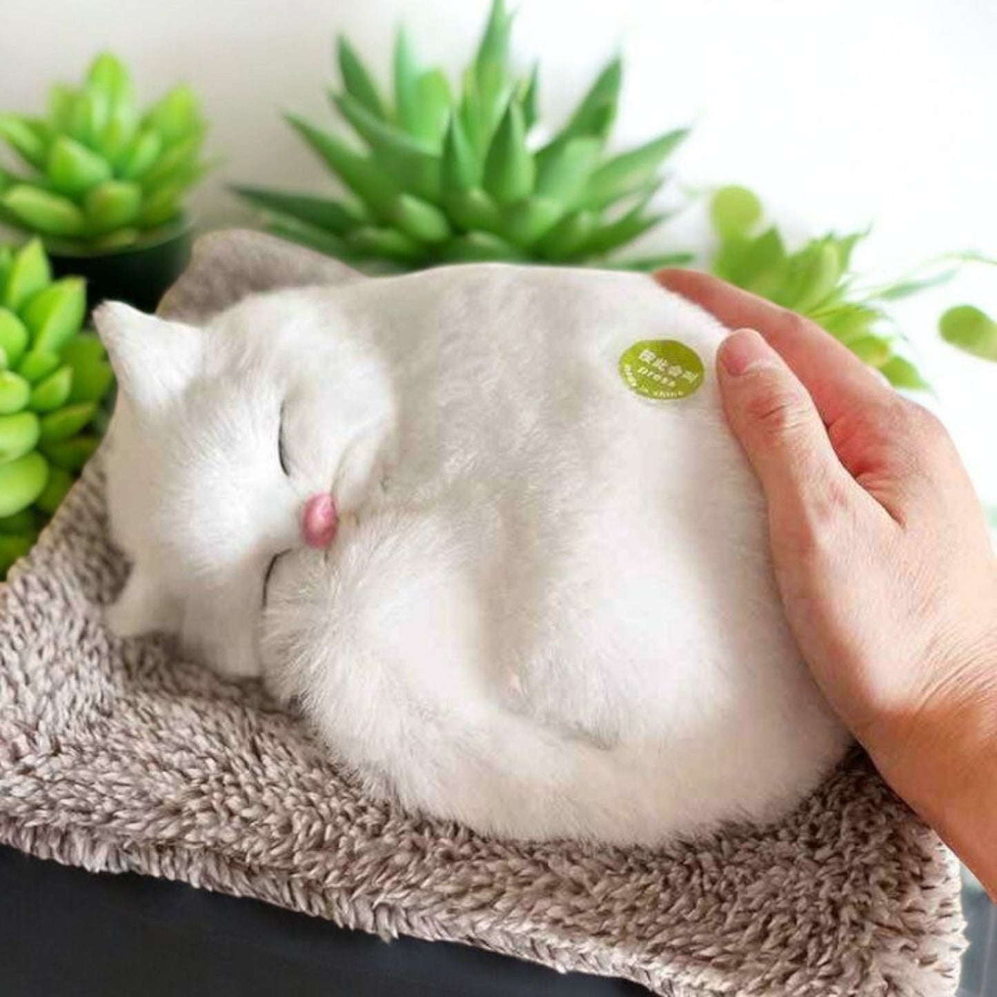 Realistic Sleeping Cat Plush Pillow