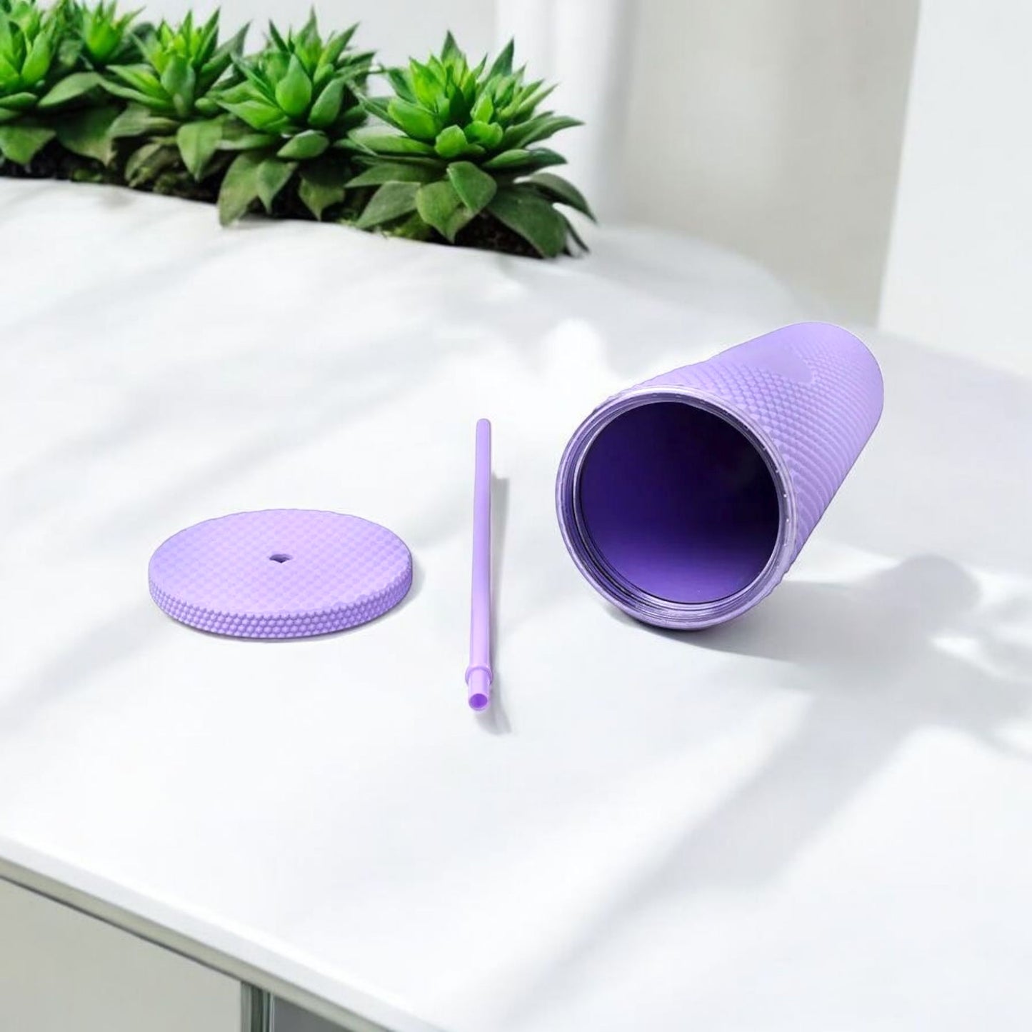 Trendy Purple Silicone Tumbler with Straw