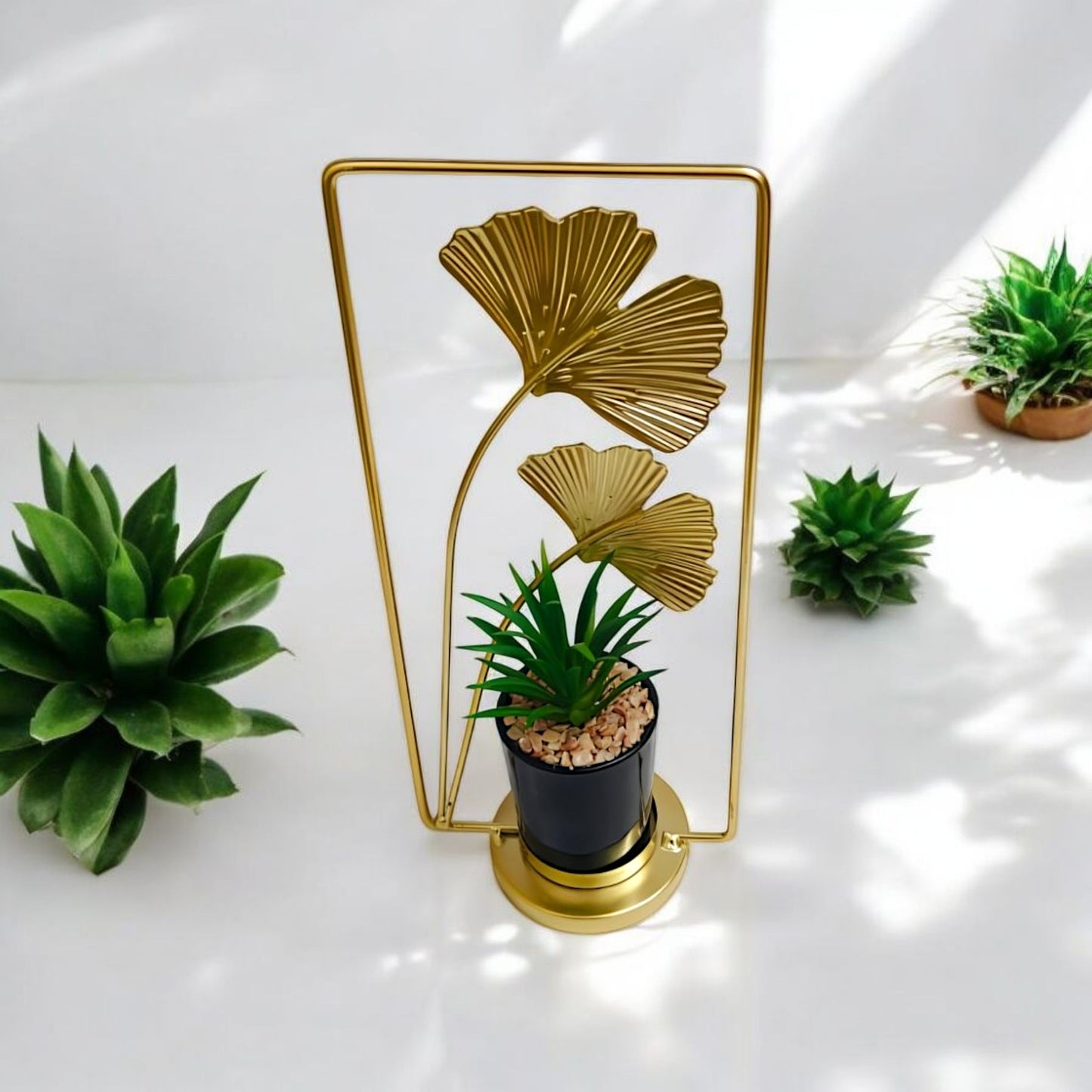 Leaf Gold Metal Decorative Planter