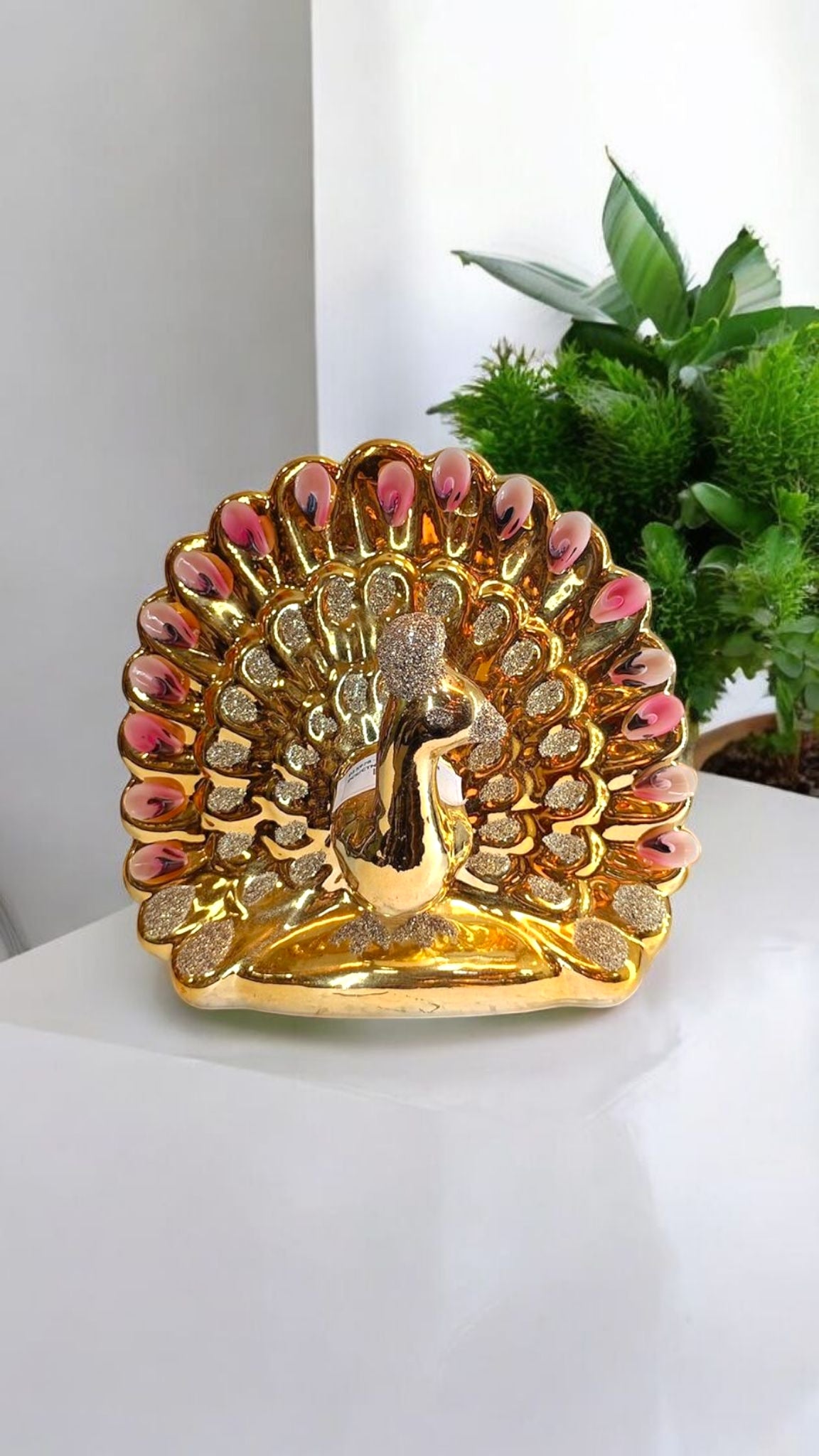 Golden Peacock Decorative Showpiece