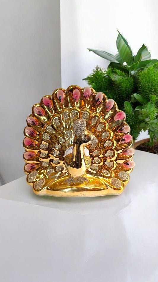 Golden Peacock Decorative Showpiece