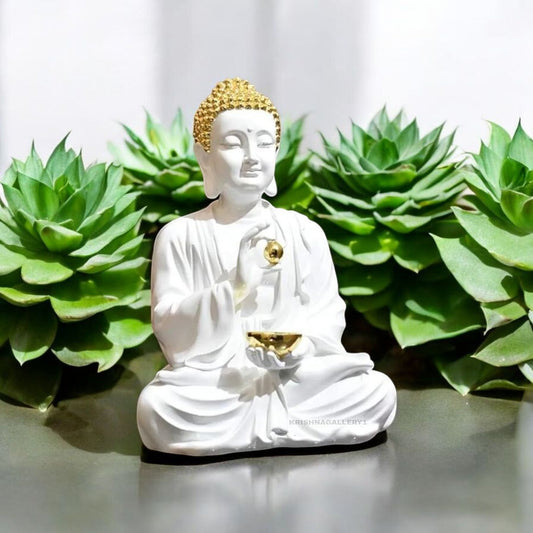 Tranquil White Buddha Decorative Figurine