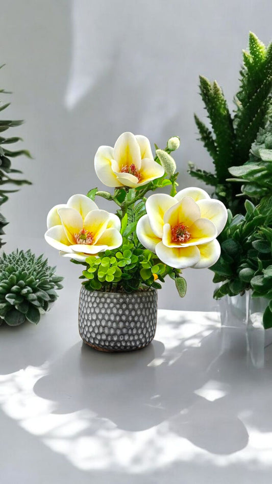 Elegant Artificial Cream Magnolia Arrangement