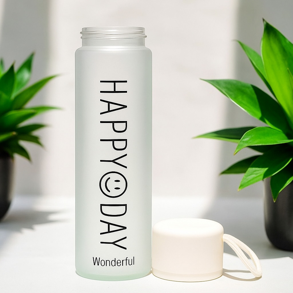 Frosted Glass Water Bottle 400ML