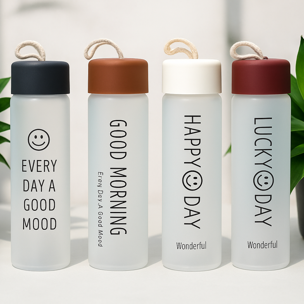 Frosted Glass Water Bottle 400ML
